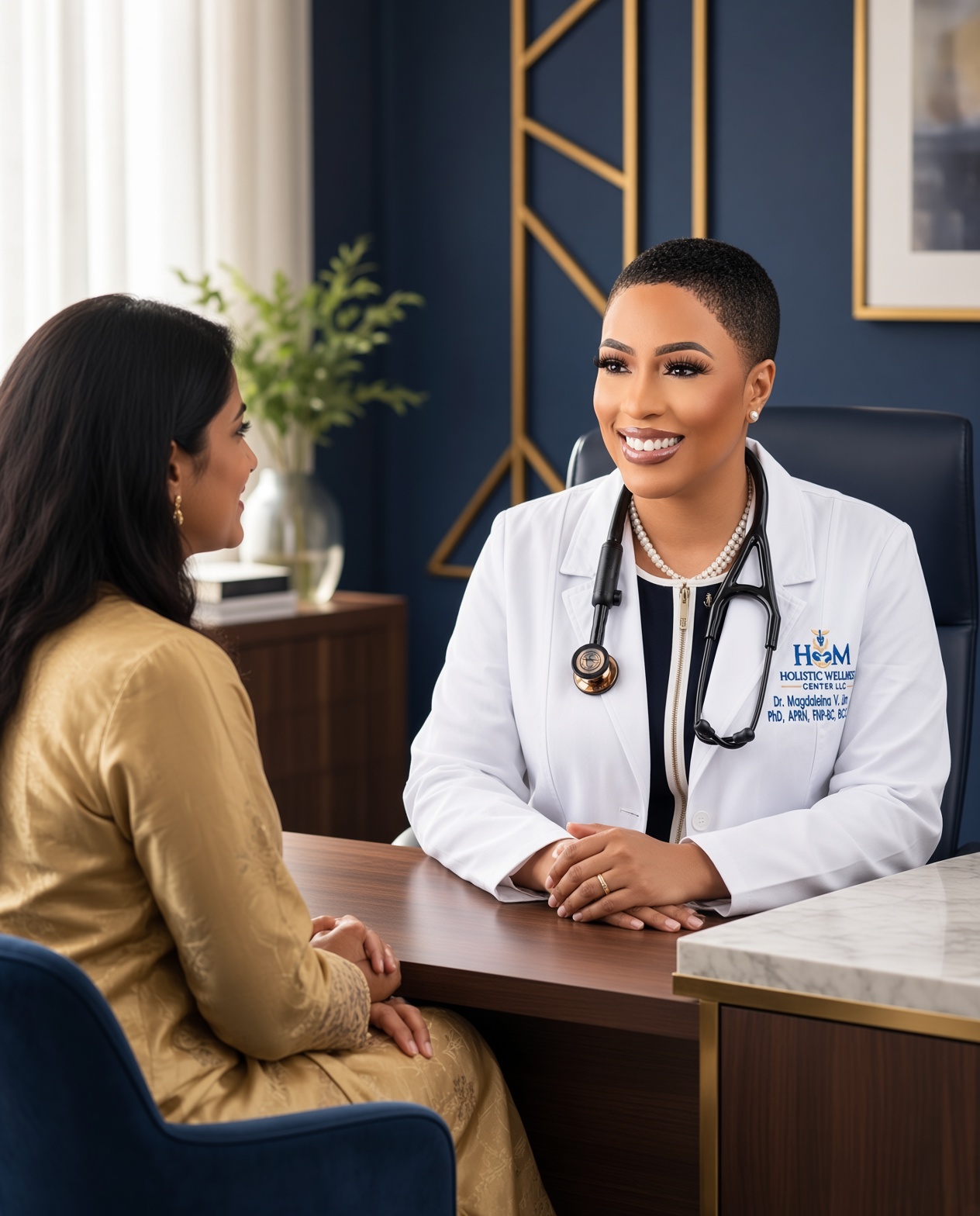 Dr. Magdaleina Joseph consulting with South Asian patient